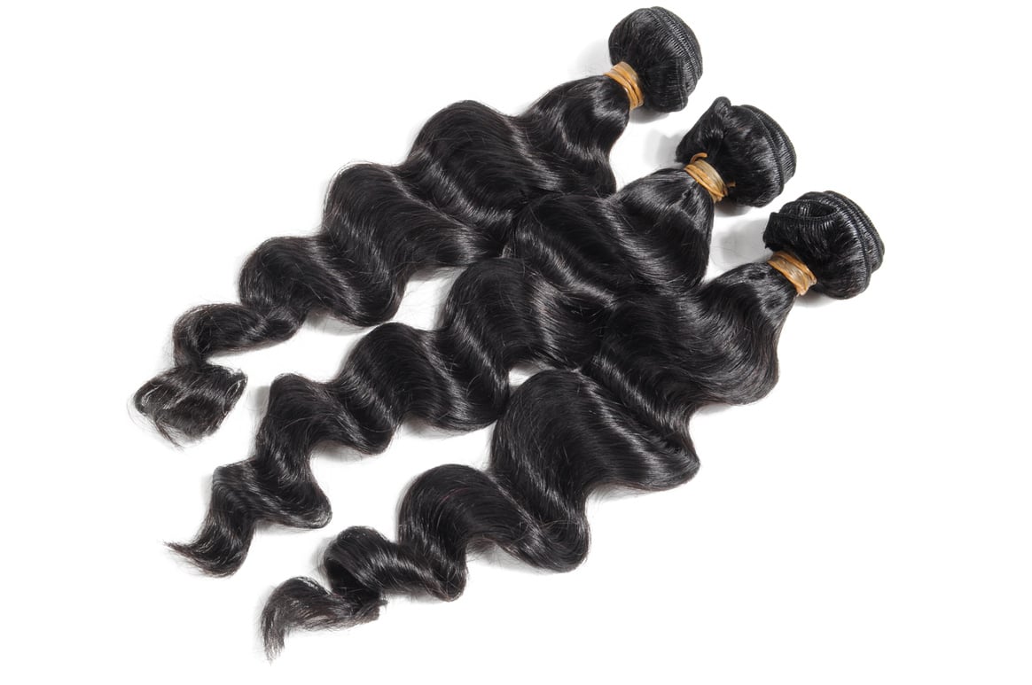 Loose wavy black human hair weaves extensions bundles