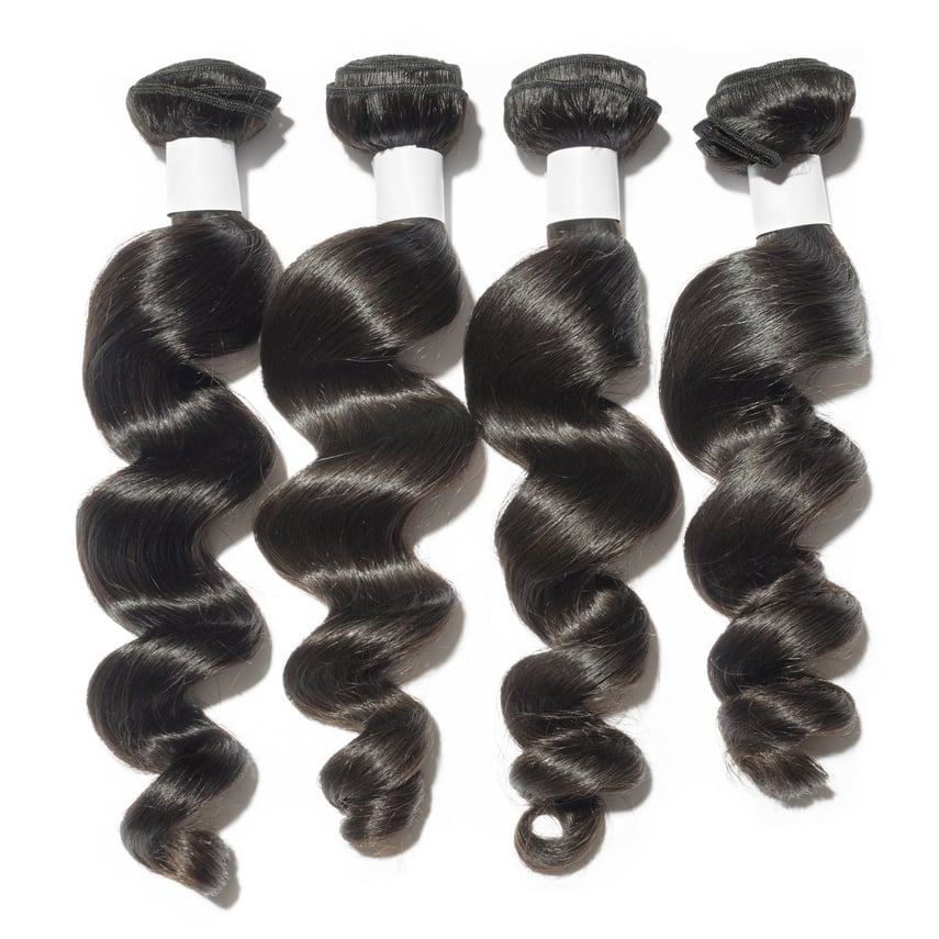 Loose wavy spiral black human hair weaves extensions bundles