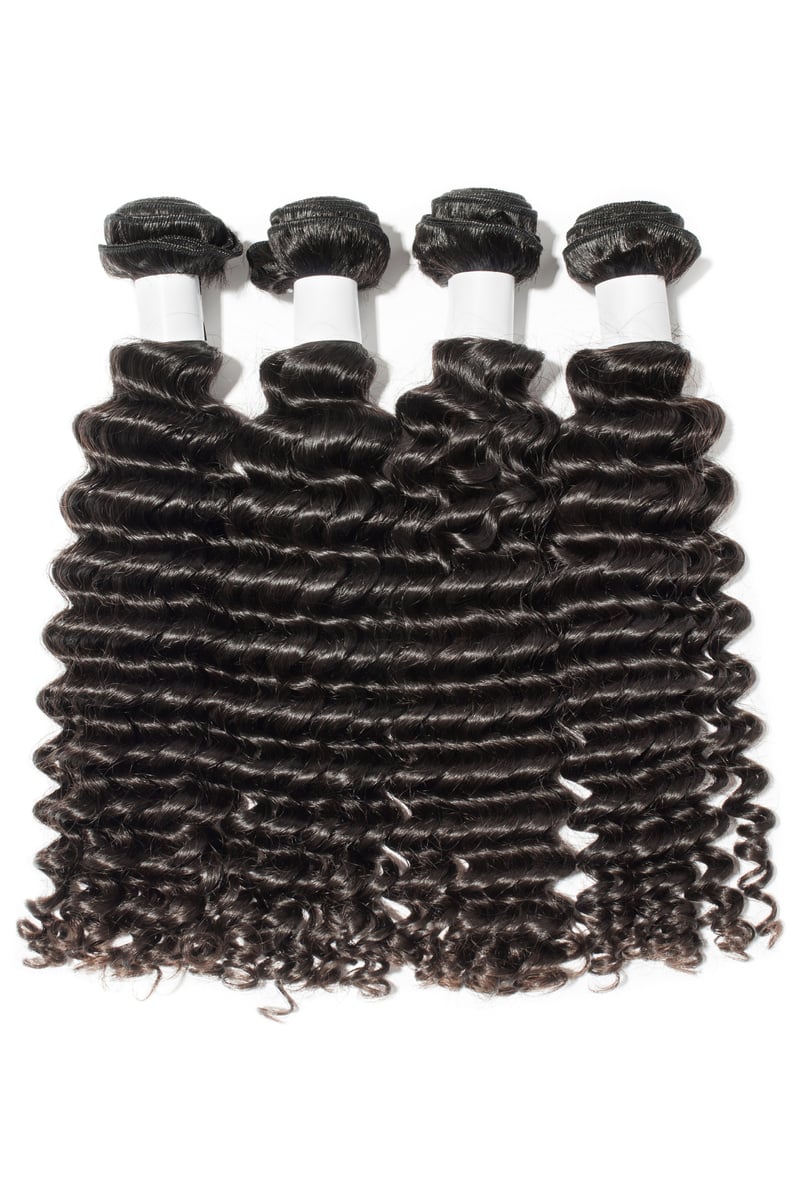 Deep wave curly black human hair weaves extensions bundle